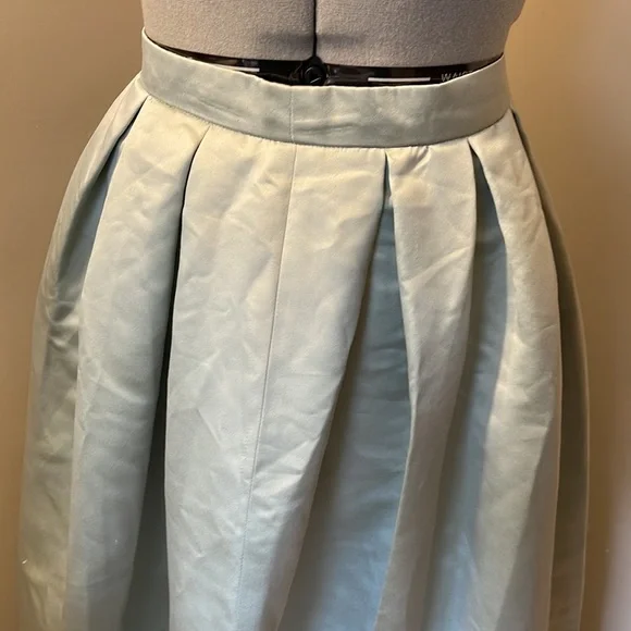 Vintage skirt Watters and Watters box pleat full length sage green satin soft
